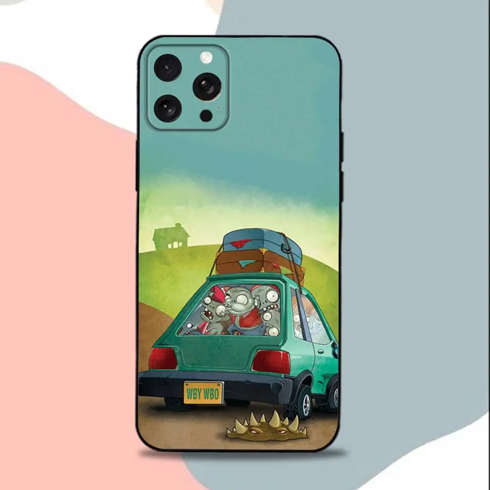 حافظة هاتف P-Plants vs Game Zombies-ES لهاتف iPhone 15,13,16,12,11,17,14,Plus,Pro,Max,XS,XR,X,SE,Mini,Soft غطاء أسود من السيليكون #3