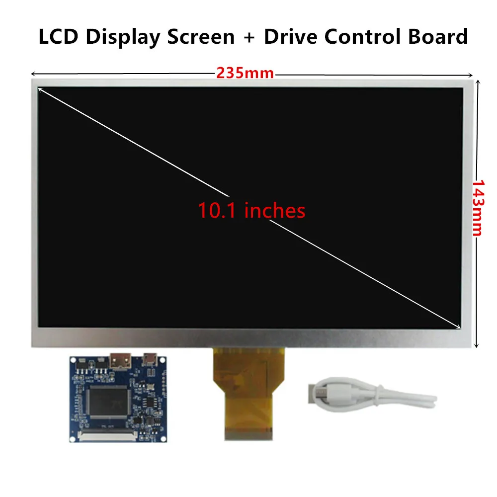 Imagem -02 - Display Lcd Digitador da Tela Touchscreen Driver Placa de Controle Compatível com Hdmi Raspberry pi Kit Monitor Faça Você Mesmo 10.1 1024x600