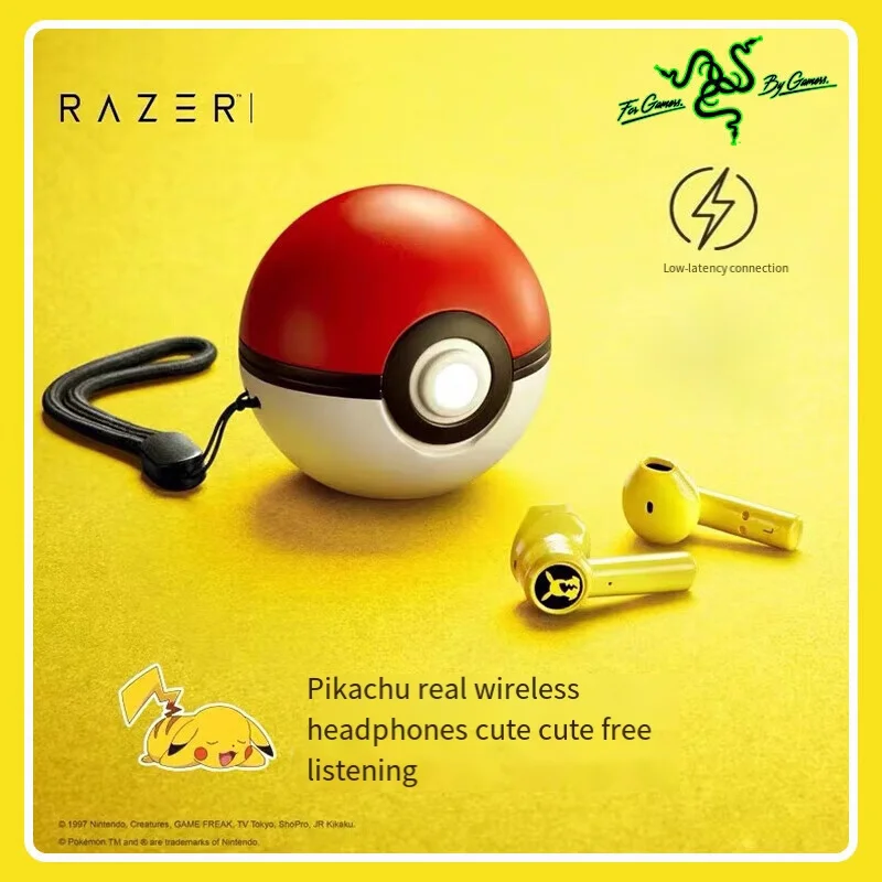 Pikachu Earphones Wireles Bluetooth 5.0 Razer Sport Noise Reduction Headphones Touch Control Microphone Universal Christmas Gift