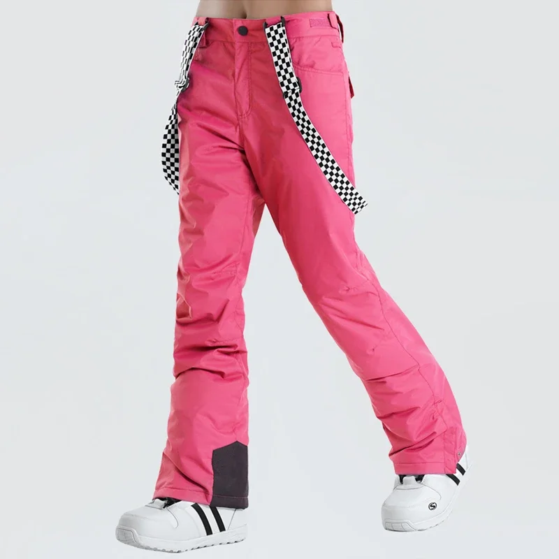 Snowpants do esporte exterior da montanha para mulheres, babadores do snowboard, calças impermeáveis, calças do esqui, windproof, roupa fêmea morna, inverno