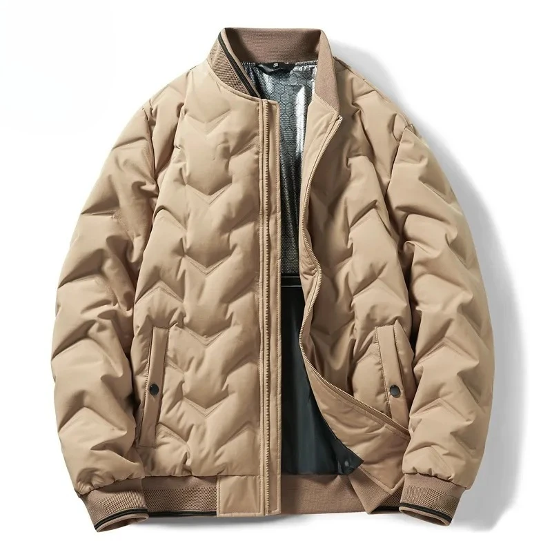 

2025 Men Down Jacket Premium Baseball Collar Outdoor Work Windproof Warm Parka Solid Color Ultra Light Comfort Winter Down Coat