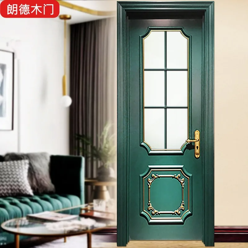 Dark green, blue, and white light luxury gold-embroidered carved custom composite casement casement bedroom, kitchen, and bathro