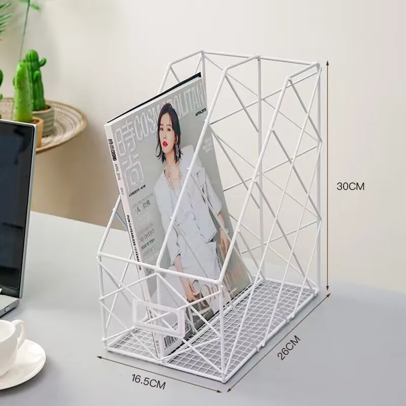 Fashion Metal Magazine Book Shelf Document Book Holder Desk Organizer Bookend Office Home Book Storage Stand Stationery