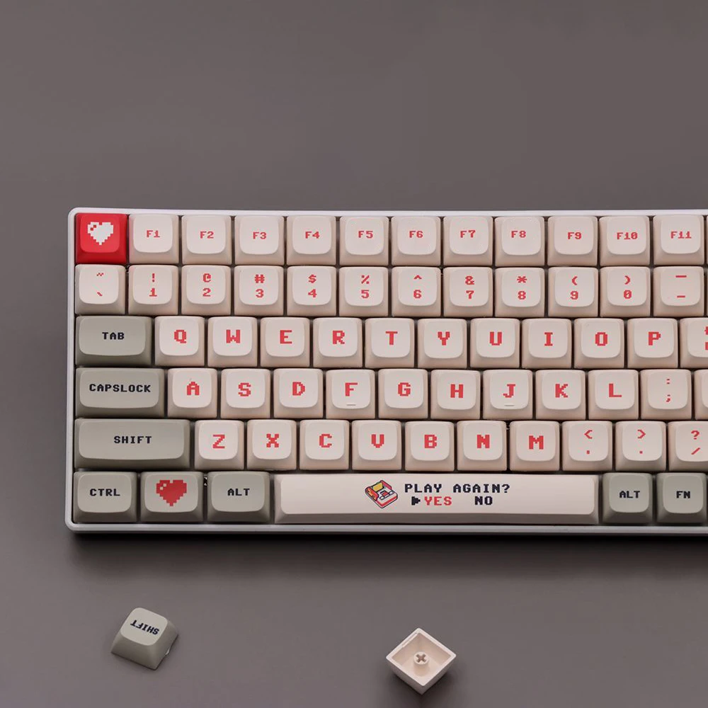 139 Keys Anime Retro Red And White Machine Keycaps Dye Sub PBT XDA Profile for MX Switch DIY Ducky Game Mechanical Keyboard