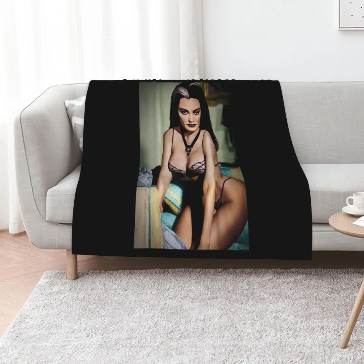 Lily Munster Colorized by Franchi Torres Throw Blanket Travel Hairys Sofas Flannel Hair Luxury Thicken Blankets