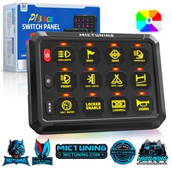 MICTUNING New P1B RGB 12 Gang Switch Panel, Toggle Momentary Flash Strobe Pulsed Switch Pod for Truck RV Offroad Marine