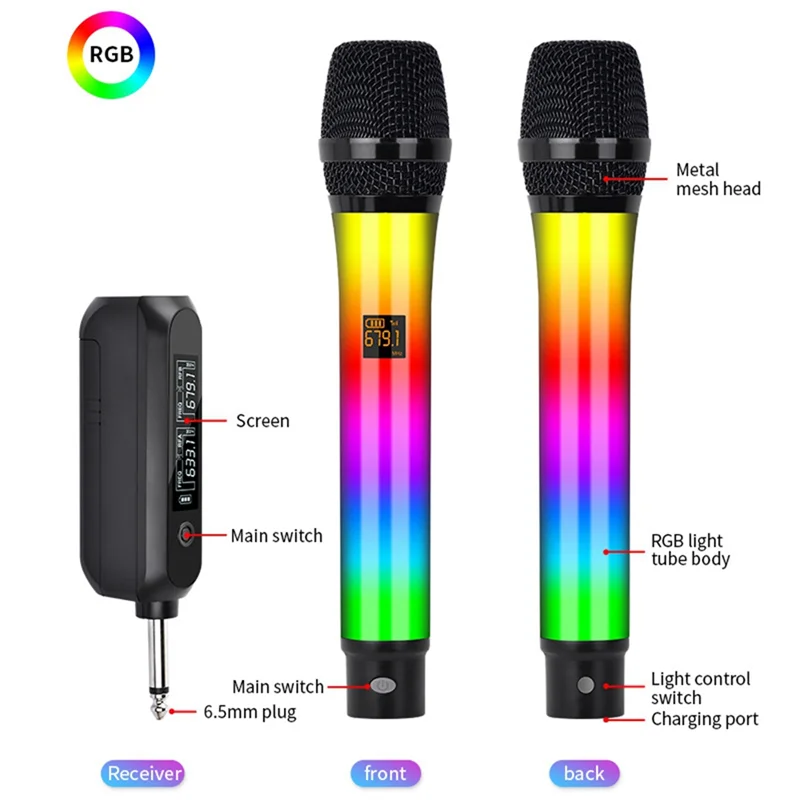 

B50B-RGB Microphone Rechargeable Dynamic Microphone Rechargeable Dynamic Microphone One To One