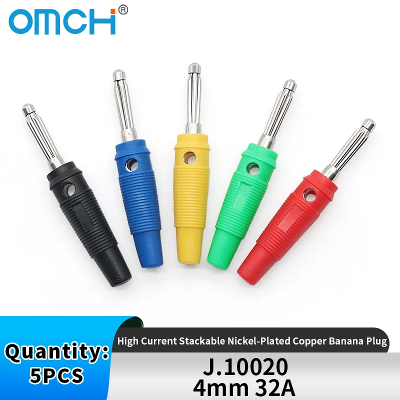 

OMCH 5 шт. 4 мм 32A сильноточный винт без пайки штабелируемый никелированный медный штекер типа «банан» для мультиметра акустический кабель