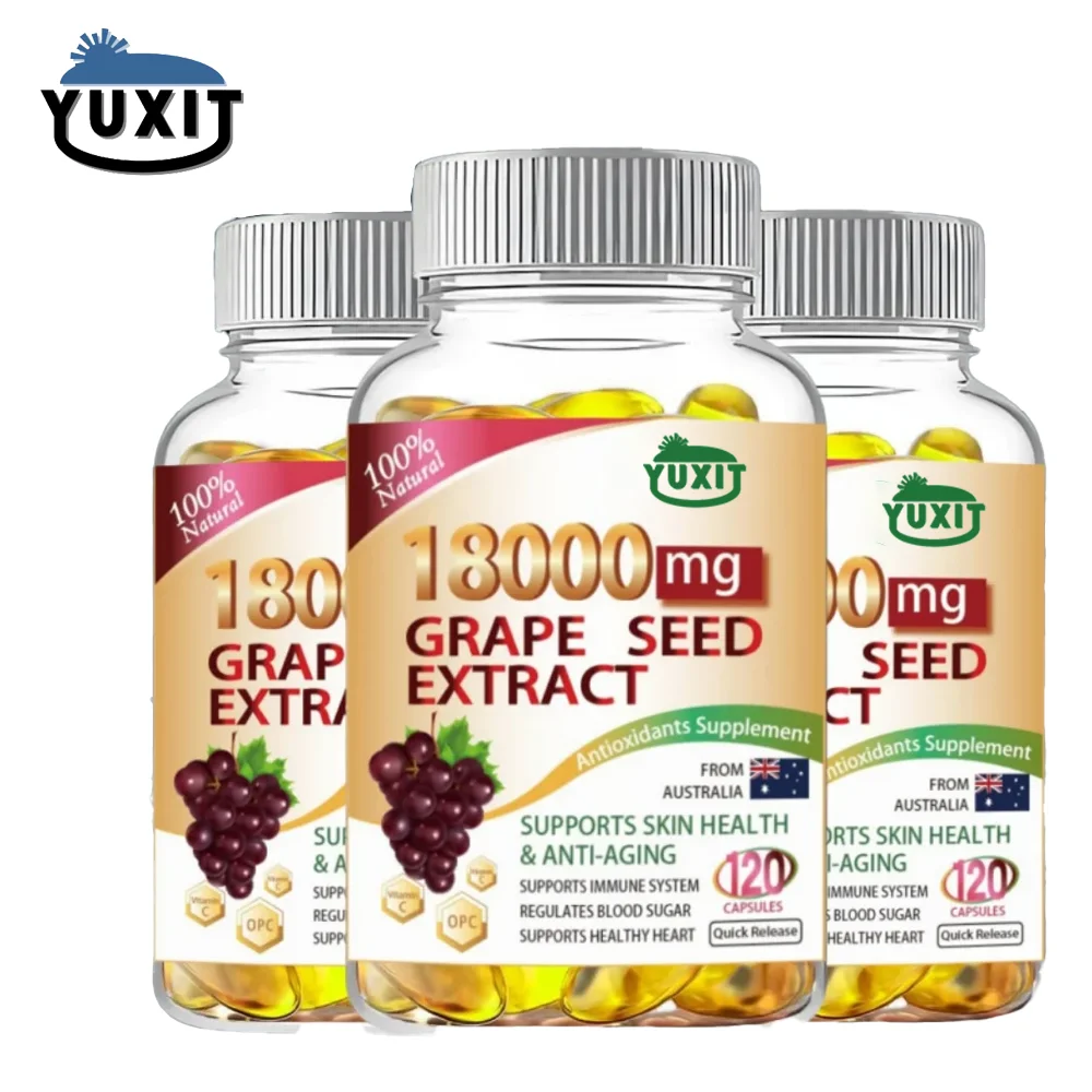 

YUXIT Grape Seed Extract Anthocyanins for Maximum Absorption, Powerful Antioxidant & Anti-Aging Pills Skin Health