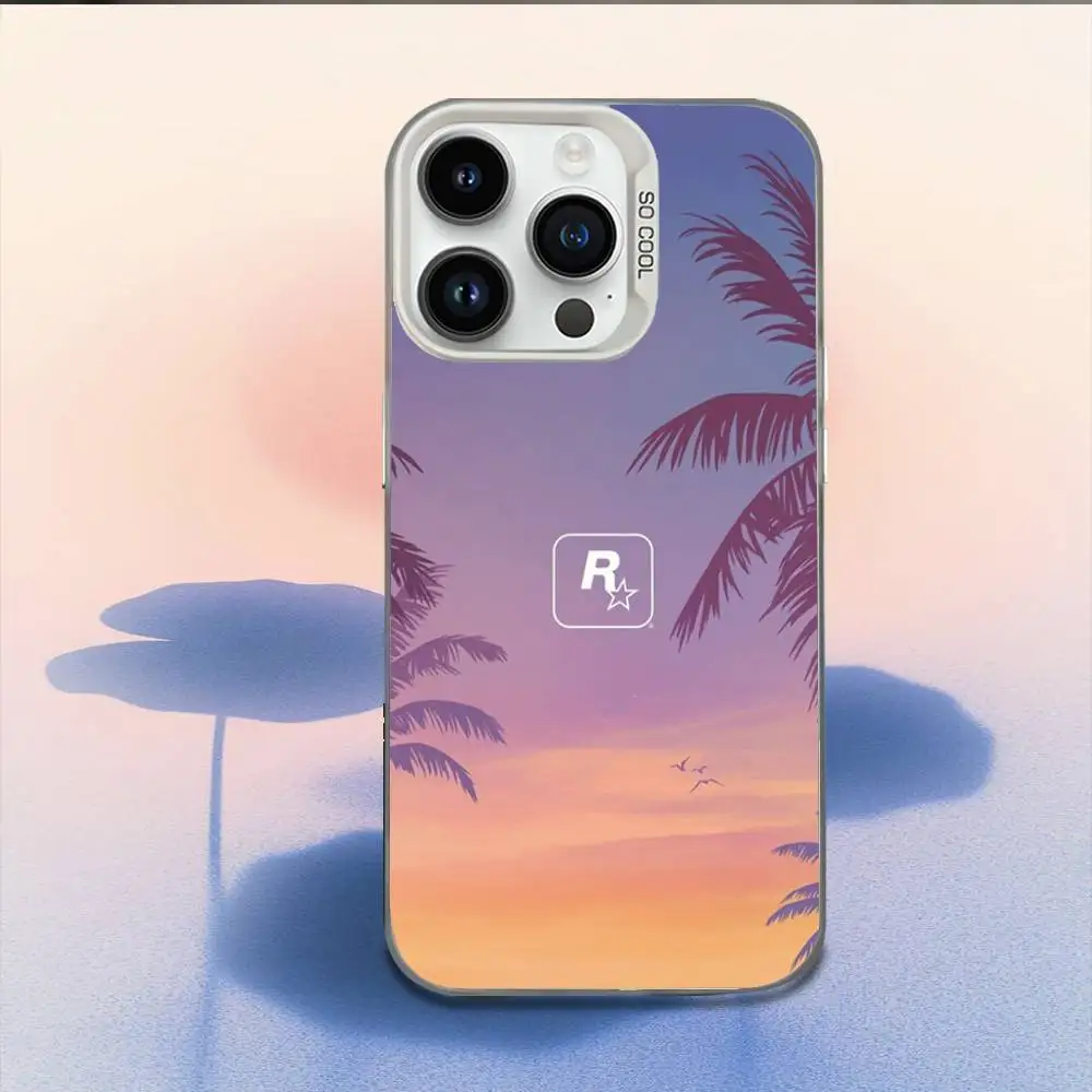 حافظة هاتف GTA 6 Game Grand Theft Auto لهاتف iPhone 16,15,14,13,12,11,Mini,Pro,E,MAX غطاء مقاوم للصدمات من الحلوى البيضاء غير اللامعة
