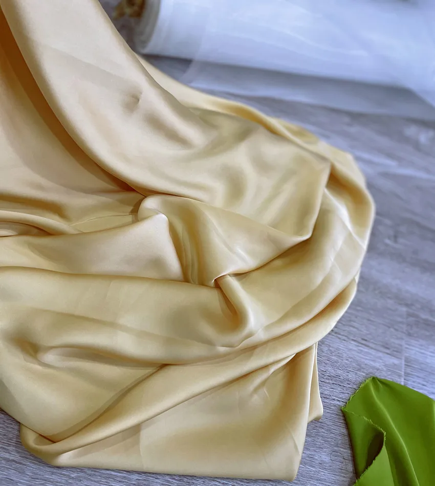 Silky Chiffon Avocado Green Pink Dark Champagne Soft Background Cloth, Clothing Fabric Formal Dress Fabric