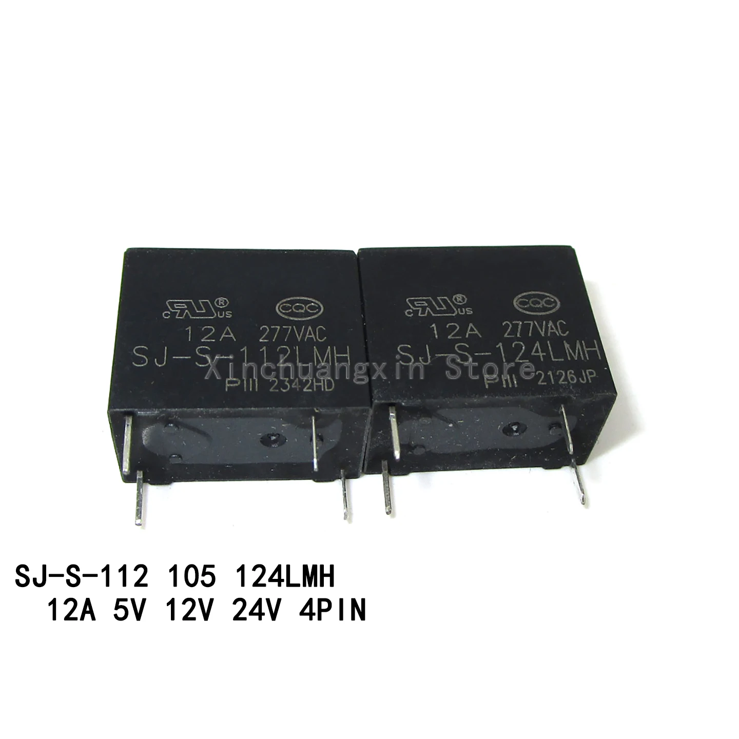 5PCS SJ-S-112LMH 12V SJ-S-124LMH 24V DC Power Relay 12A 4-pin High-Sensitivity Type SJ-S-105LMH 5V DC HSLQ3