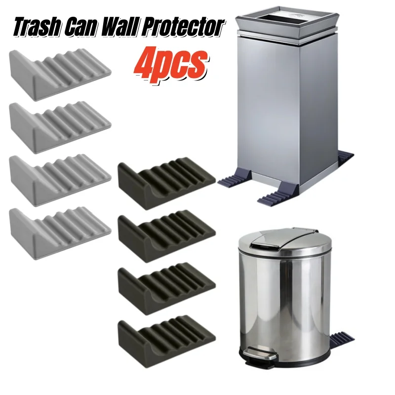 4Pcs Trash Can Wall Protector,Stop Moving Backward,Anti-Slip Pads,Self-Adhesive Bumper,Wall Spacer,Floor & Wall Protection Guard