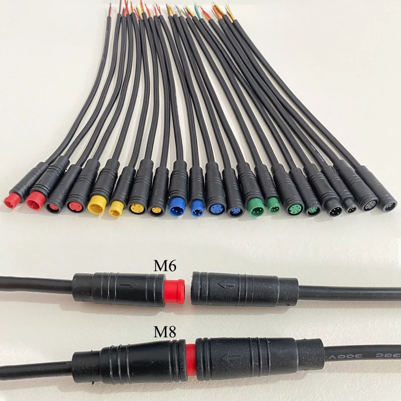 M6 M8 2/3/4/5/6 Pin Core Male Female Julet Electric Ebike Butt Joint Plug Connector Cable Signal Sensor Waterproof Scooter Wire