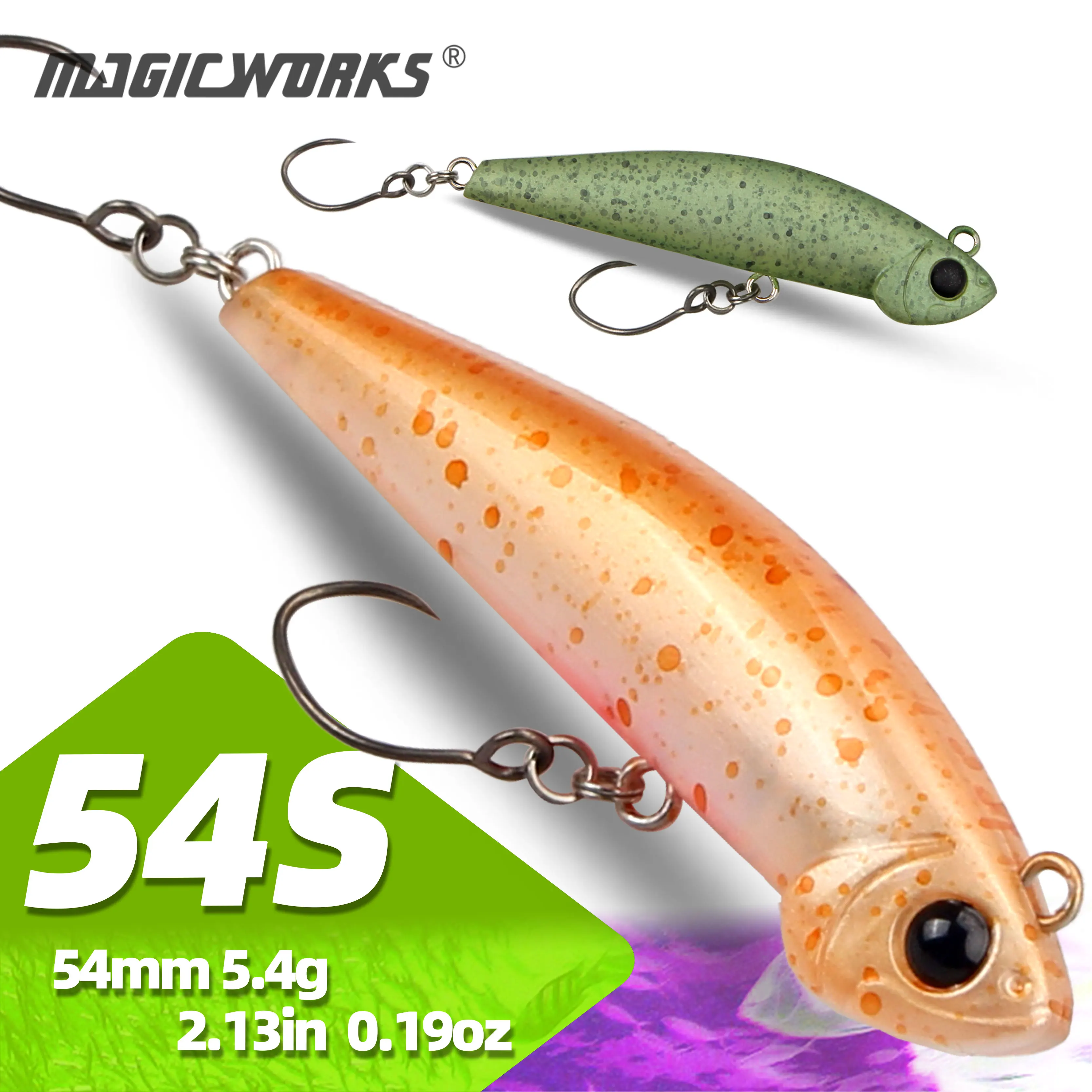 

Magic Works Vibration Lure 54mm 5.4g Hard Baits for River Fishing Micro Lures Wobbler Sinking Pencil Artificial Trout Bait