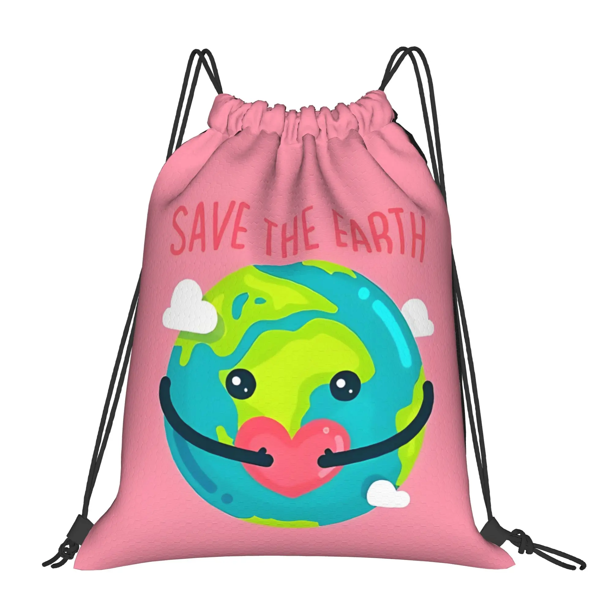 Save The Earth Day  Portable Hiking Drawstring Backpack Riding Backpack Gym Shoes Drawstring Bags