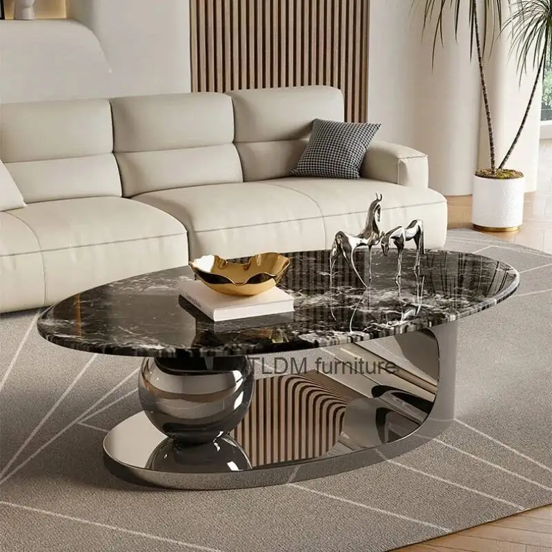 Luz moderna mesa de centro luxo designer italiano preto oval mesa café high end mesas de centro para sala móveis para casa