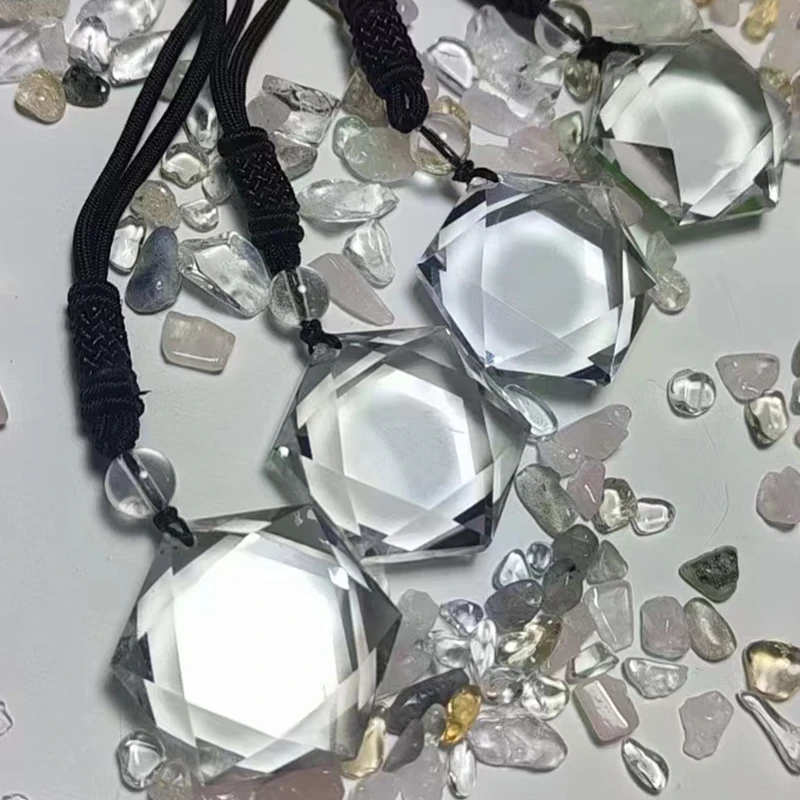 High Quality Natural Rock Quartz Six-pointed Star Necklace Pendant Six Mans Star Crystal Quartz Hexagonal Star Healing Energy