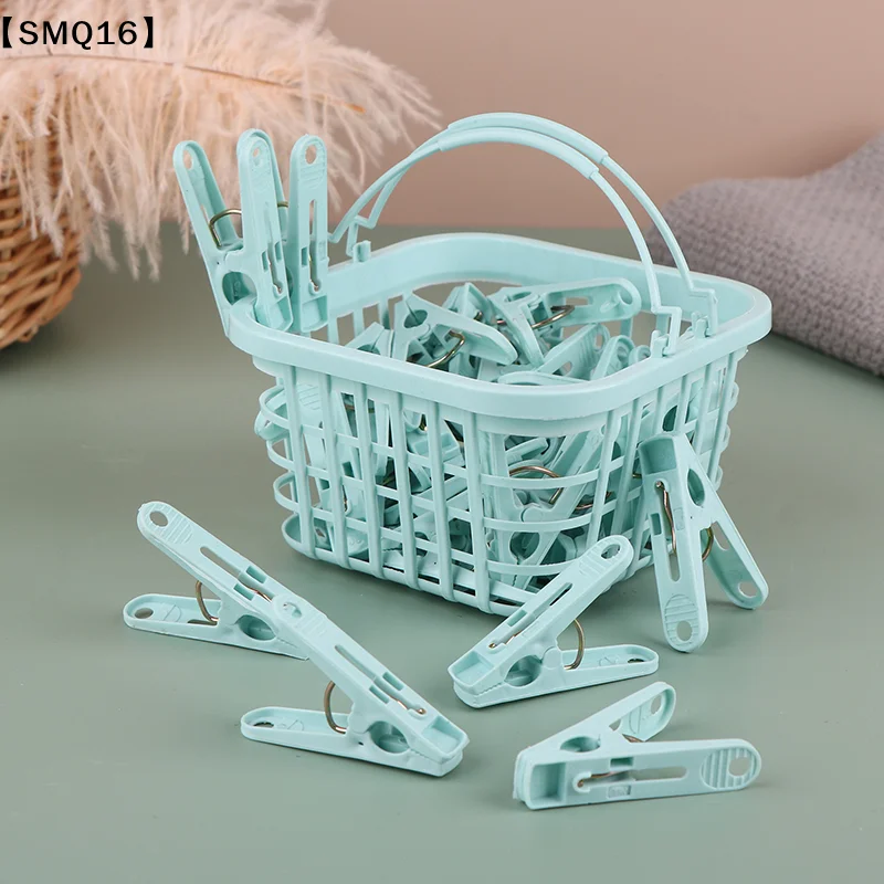 30Pcs Plastic Clothes Pegs Laundry Clothespin Pins Clothes Drying Clips Windproof Clothes Clips Small Clothes Pegs  Basket【SMQ】