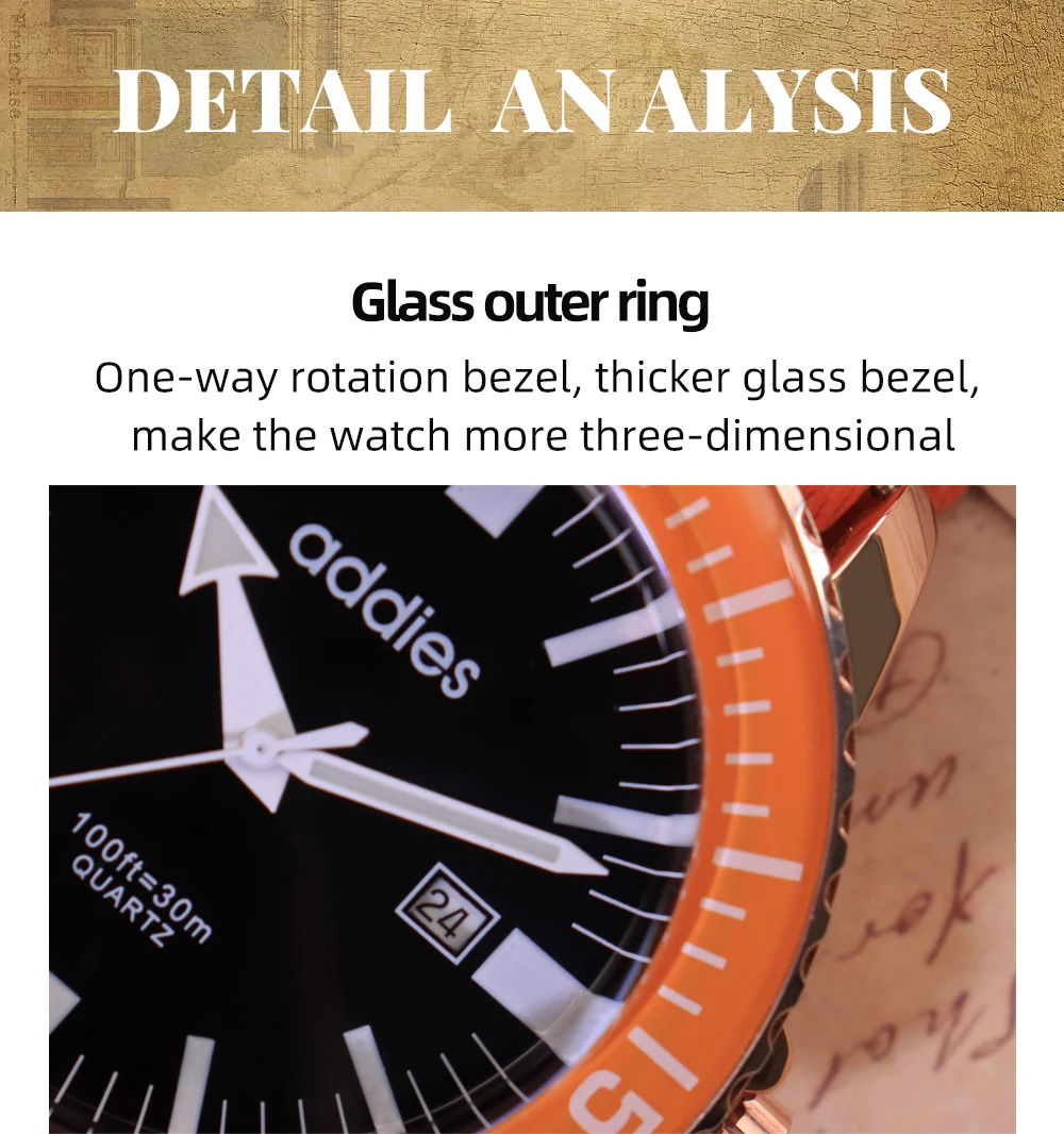 ADDIES 44mm Herren-Quarzuhr BGW9 Super Leuchtend 50m Wasserdicht Datumsfunktion Nylonarmband Casual Outdoor Herrenuhr – Detail 8