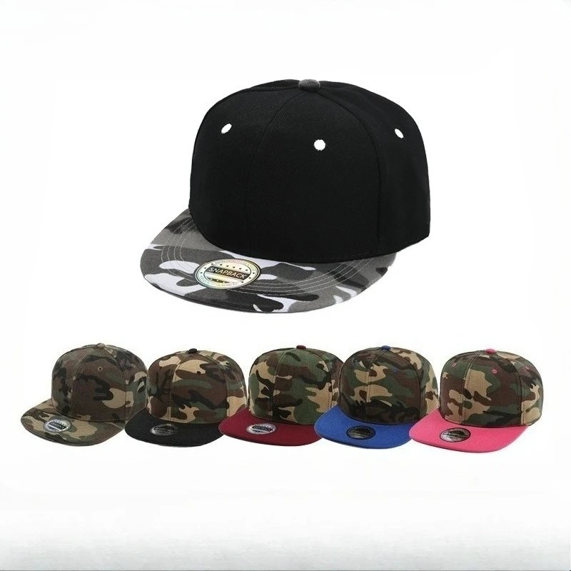 1 new flat-brimmed hat, outdoor sunshade, sunscreen, camouflage hat, men's European and American trend hip-hop flat-brimmed hat