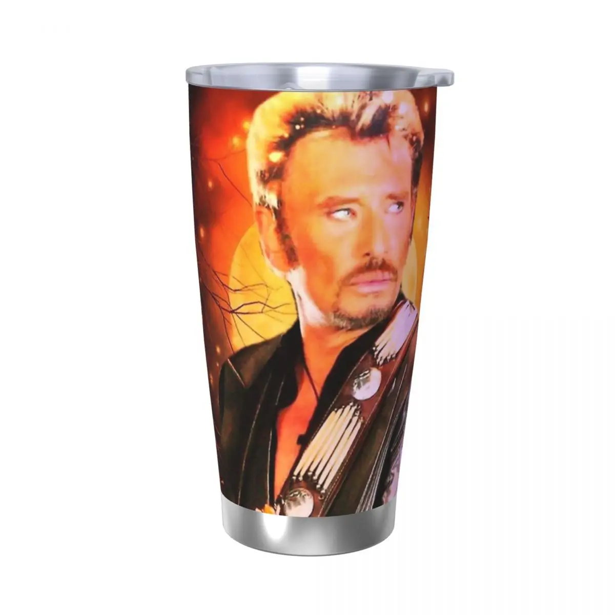 Johnny Hallyday Tumbler Vacuum Insulated Rock Music French Singer Coffee Cups Stainless Steel Office Home Mug Water Bottle, 20oz