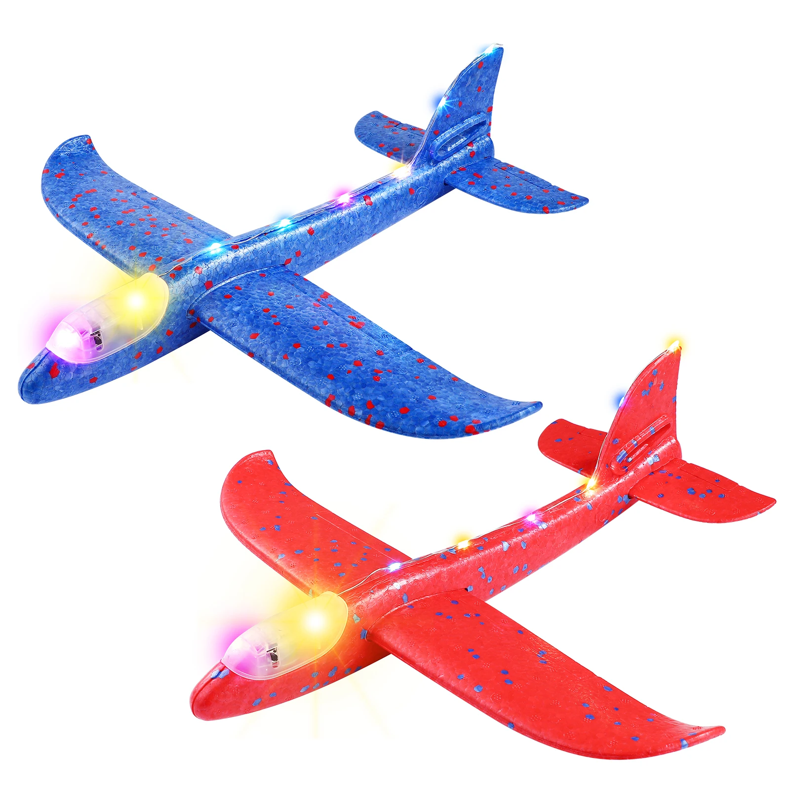 

2pcs Gliding Plane Toys Foam Airplanes for Kids LED Light Glider Outdoor Child Play Gift Non Remote Control Vehicle Toy