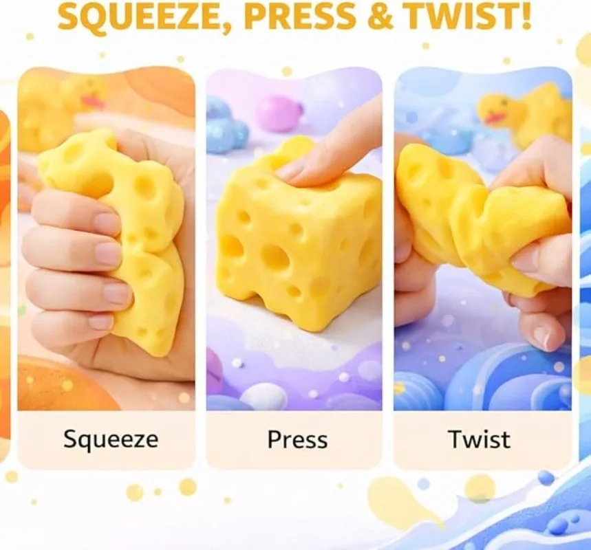 Käse-Squishy Langsam Aufsteigendes Fidget-Spielzeug Langsam Zurückfedernder Quetschball Stressabbau für Erwachsene Sensorisches Angstlinderungsspielzeug – Detail 4
