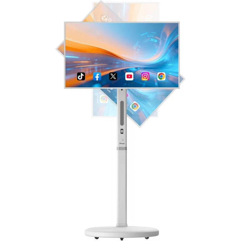 32-inch Smart Rolling TV Monitor with Wheels, FHD Touch Screen, Android TV (4GB+64GB), Built-in Battery, Full Swivel Rotation, S