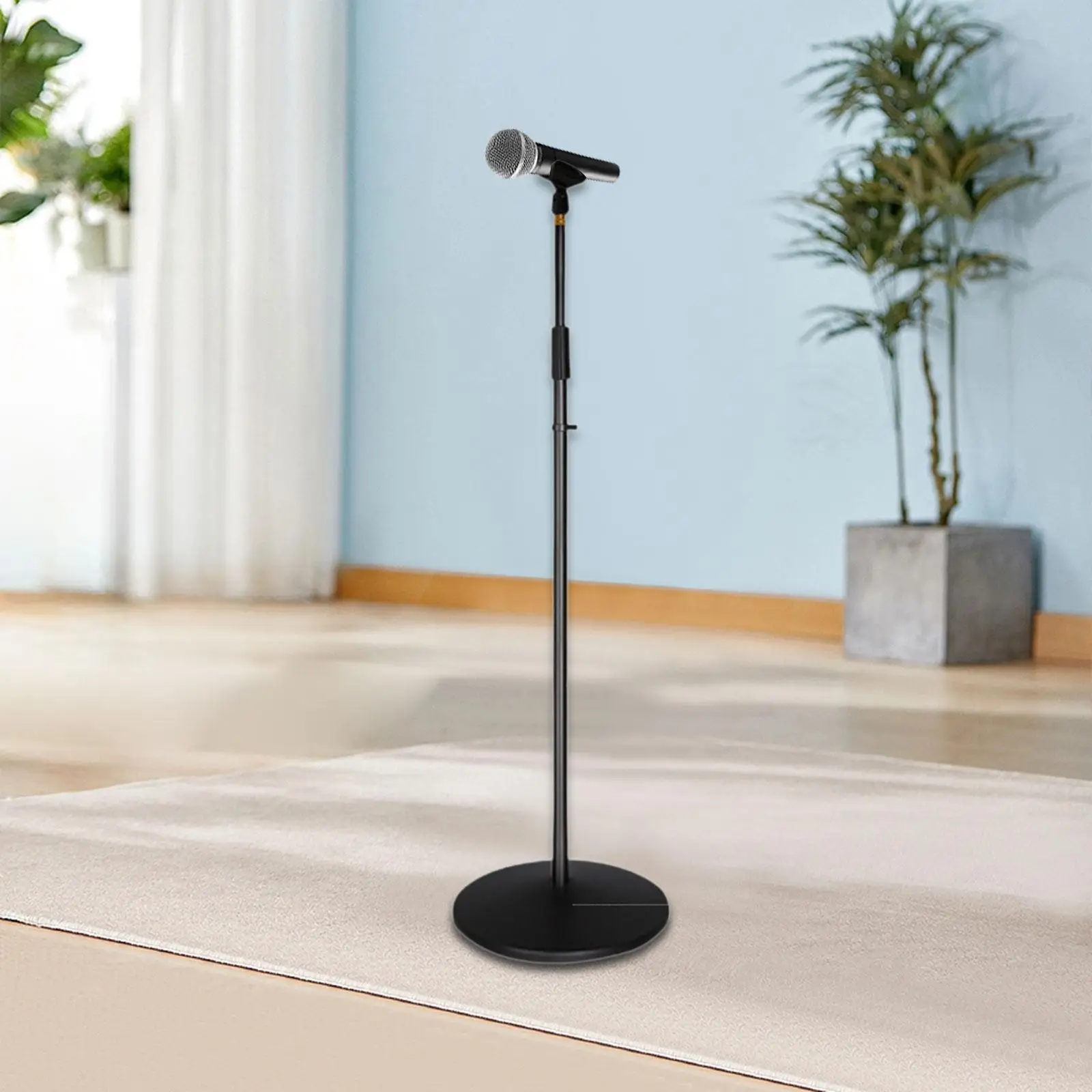 Microphone Floor Stand with Round Base Metal Construction for Party, Wedding Stage Multipurpose Detachable 31.5inch-70.8inch