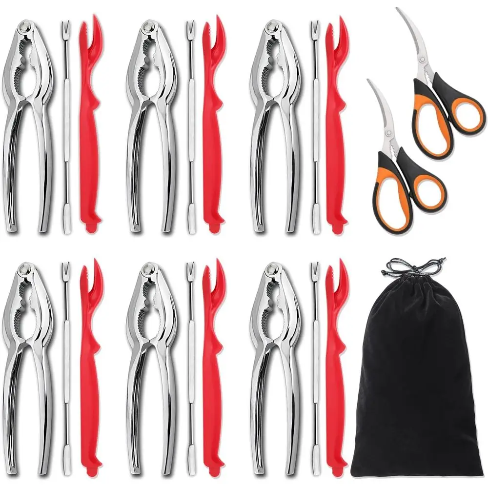 20-Piece Crab and Seafood Cracker Set with Tools for Boil Parties, Including 6 Crab Crackers, 6 Lobster Shellers, 6 Crab Leg Pic