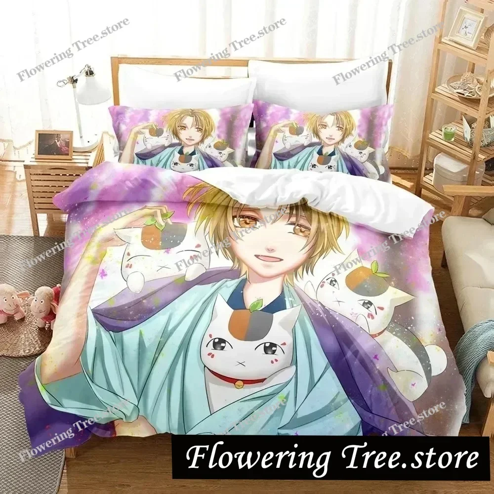 Top Natsume's Book of Friends Anime 3D Duvet Cover Bedding Set Polyester Pillowcases Quilt Cover Home Decor Gift Twin King Queen