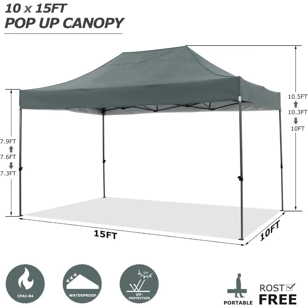 10x15 Pop Up Canopy 4 Sidewall,heavy Duty Canopy UPF 50 + All Seasonลมกันน้ําCommercialกลางแจ้งงานแต่งงานเต็นท์