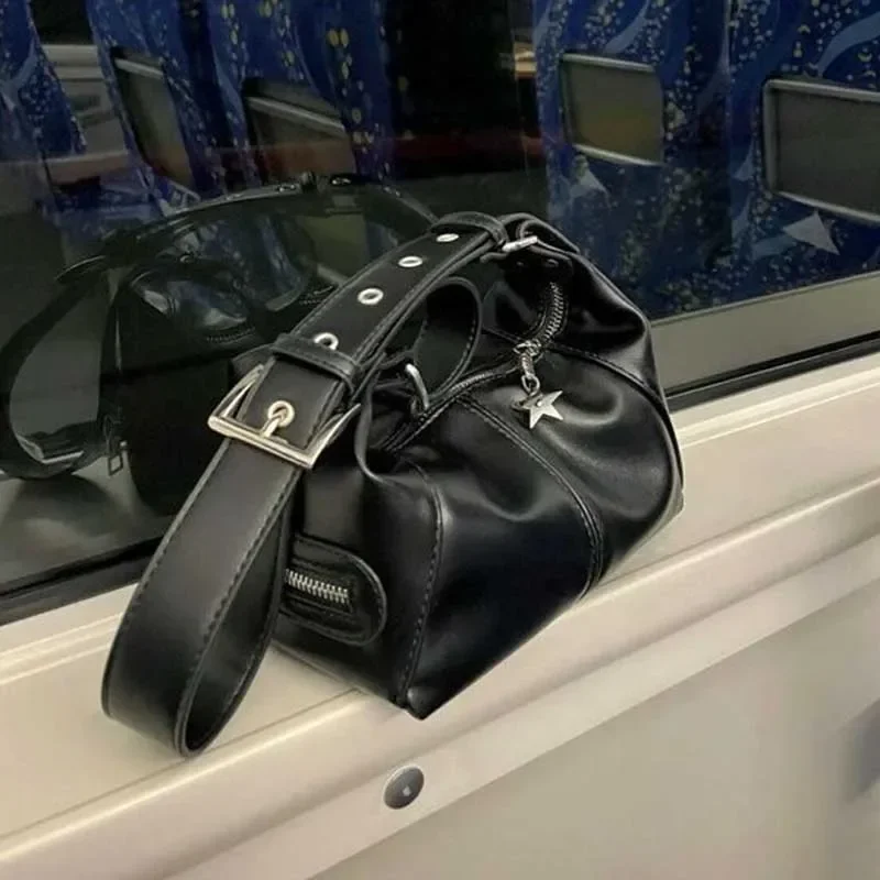 Y2K Koreanische Gothic Star Girl Schwarze Handtasche Harajuku Ästhetische Vintage Schulter Umhängetasche Trendy Frauen Messenger Tragetaschen