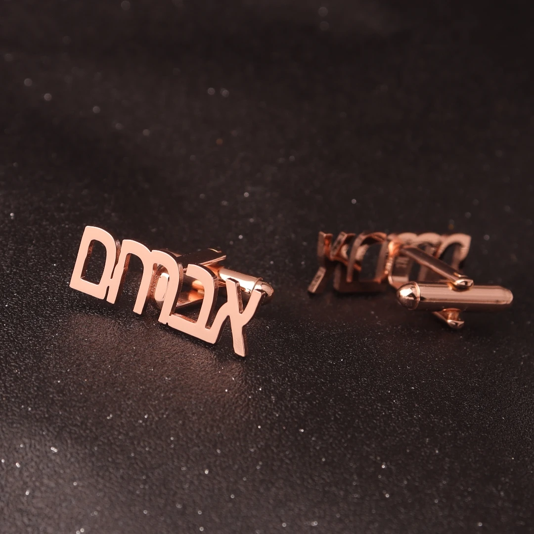 Hebrew Chai Cuff Links Personalized Name Initial Monogram Cufflinks Custom Any Language Cufflinks Men Wedding Gift Jewelry