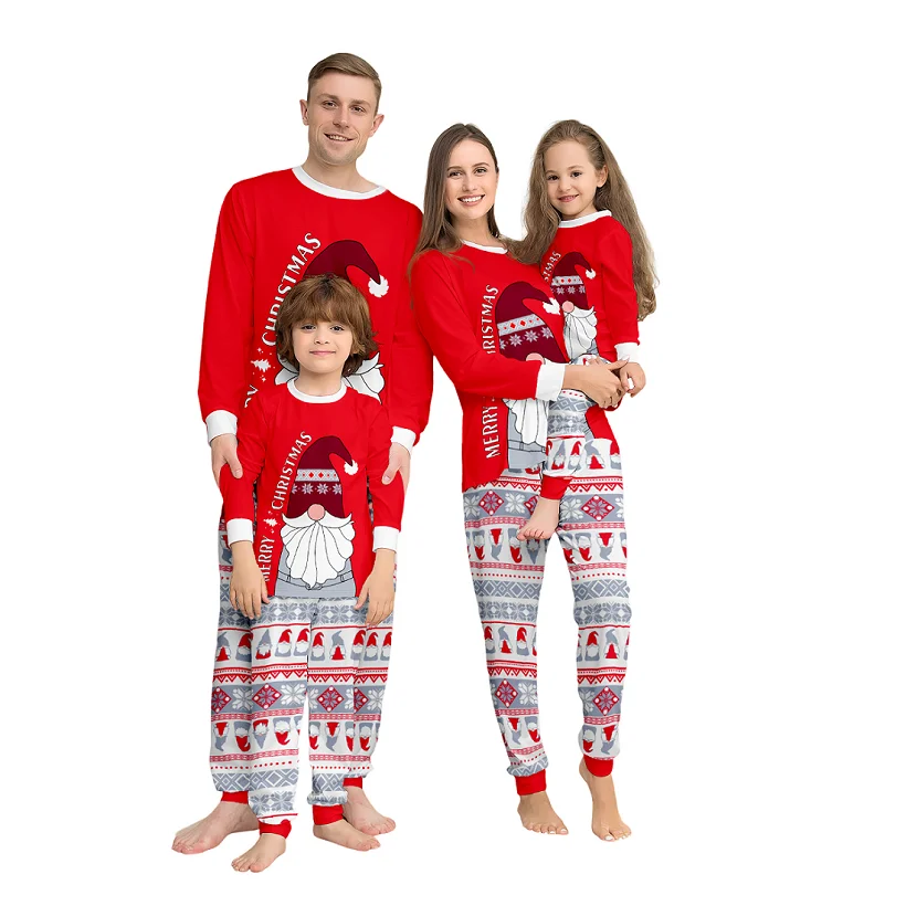 2025 Xmas Family Matching Pajamas Santa Claus Merry Christma Print Adult Kid Baby Family Matching Outfits Christmas Family Pj\'s