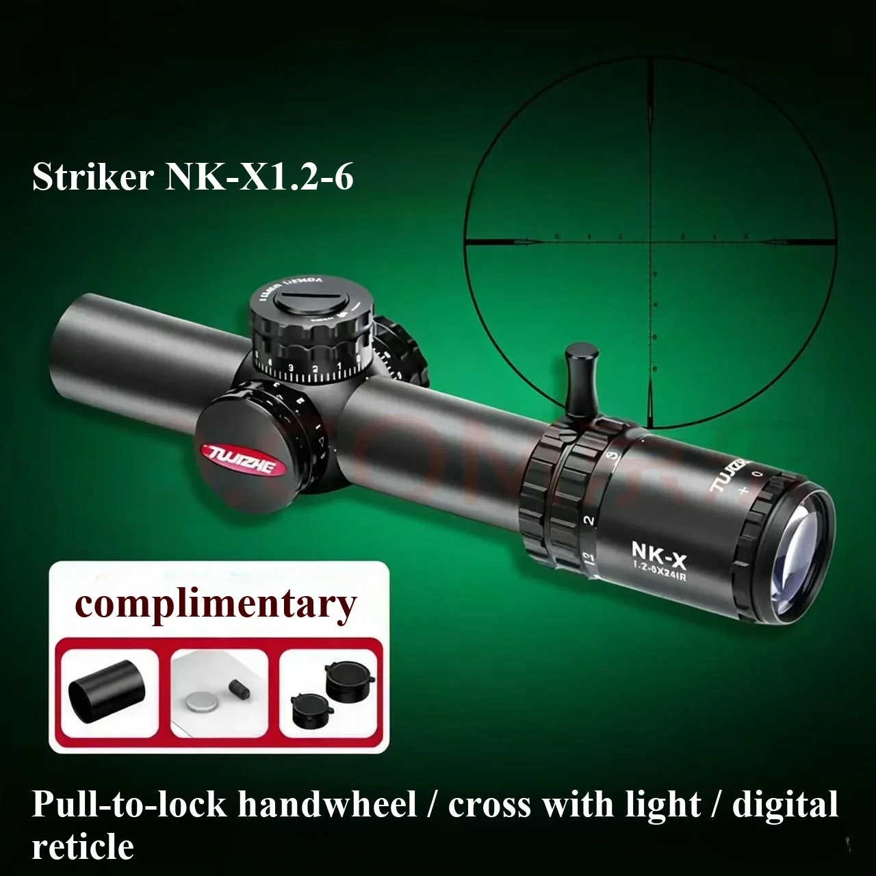 

Assaultor NK-X1.2-6 HD quick sight, cross-belt light, 11mm narrow clamp, integrated and split clamp options, tactical short sigh