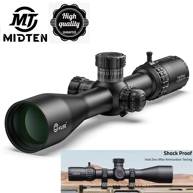 

MIDTEN EagleBlaze 5-25x56 FFP Rifle Scope First Focal Plane ED Glass Zero Stop Illuminated Reticle Parallax Long Range 34mm Tube