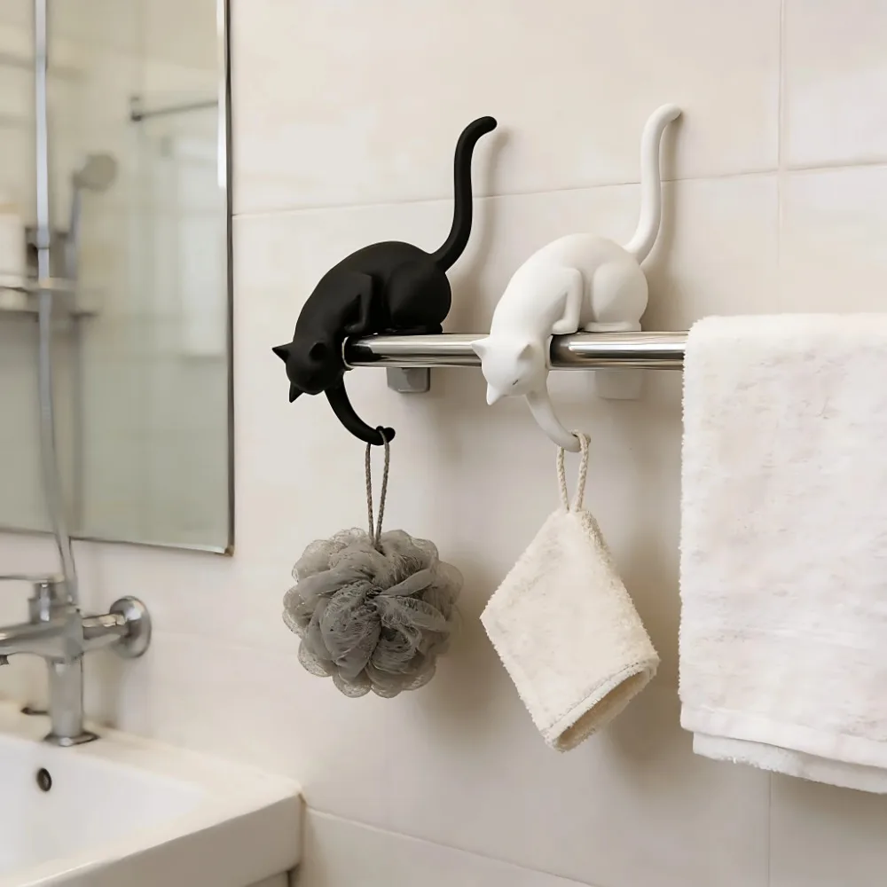1pc Cat Figurine Hook Unique Inverted Design Ornament Ideal for Home and Wall Decoration