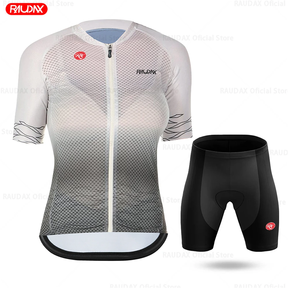 Raudax Women's Cycling Jersey Set Summer Anti-UV Cycling Bicycle Clothing Quick-Dry Mountain Female Bike Clothes Cycling Set