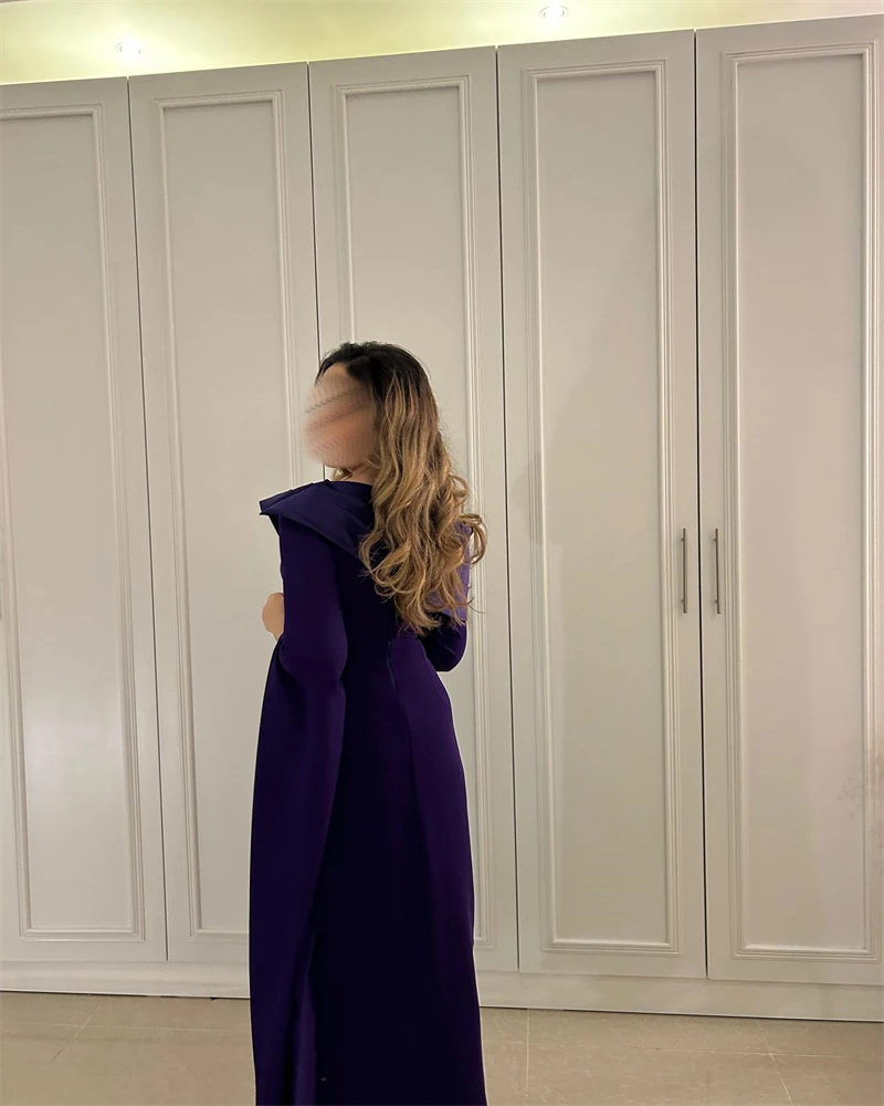 Robe de Soirée de Forme Sirène Violet à Manches sulf, Tenue de Bal Formelle Personnalisée, Fente aux Jambes, Zones aniques, pour VincSpéciale