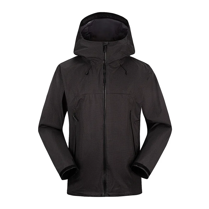 

New outdoor single-layer jacket, spring waterproof windproof mountaineering , camping hiking men hot-sealing rubber women mode