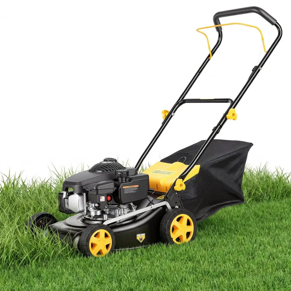 

Lawn Mower, 4-Stroke Air-Cooled Engine 16" Gas Lawn Mower, 3 In 1 Self Propelled Hand Push Lawn Machine With 45L Grass Tank