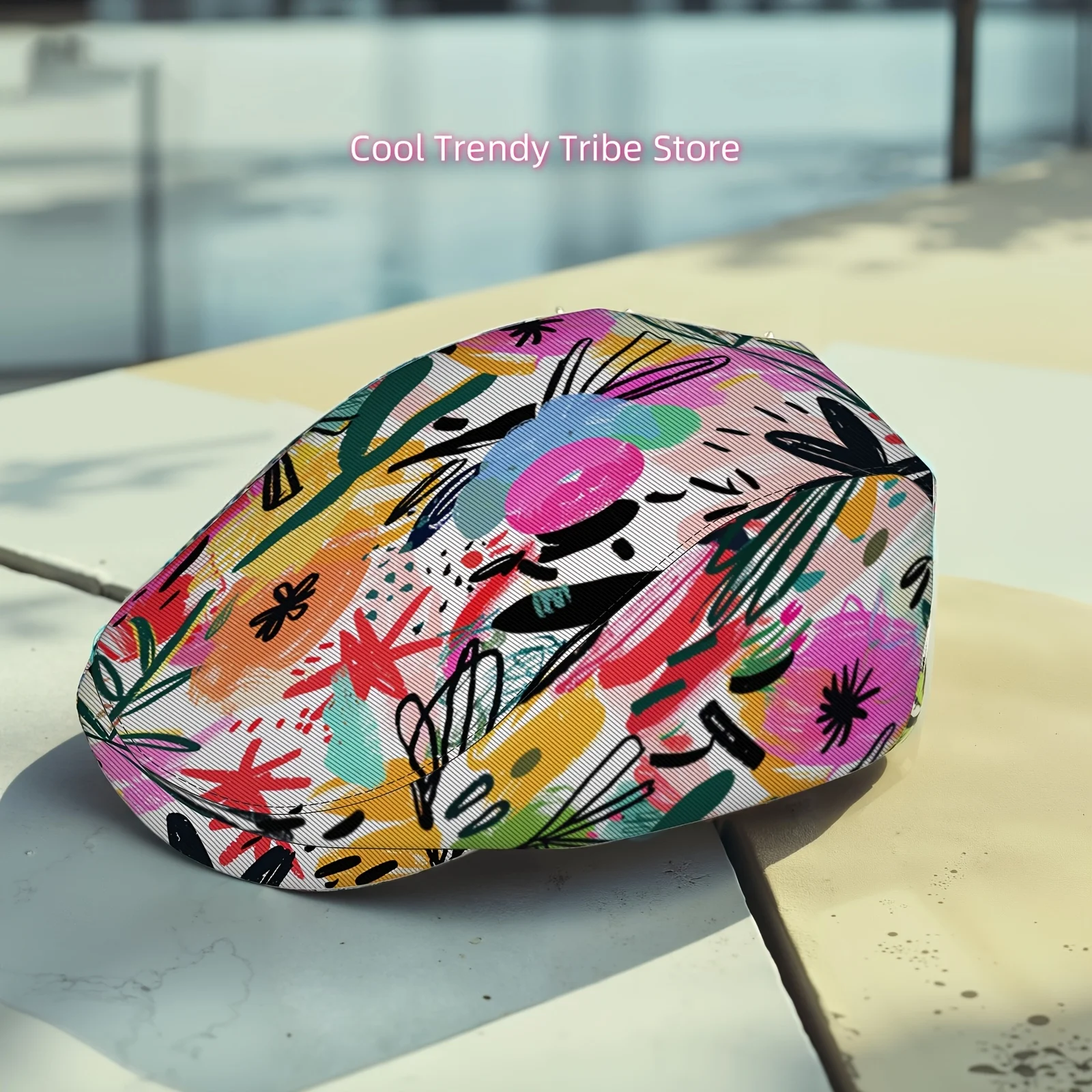 1pc Black & White Swirl Beret, Intricate Line Art Print Hat Fashionable Summer Sun Hat, Lightweight And Breathable, Versatile fo