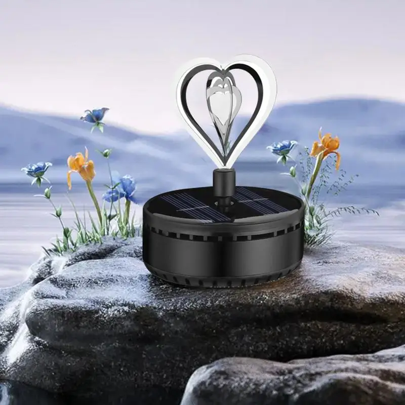 Solar Car Aromatherapy Heart Shaped Auto Freshener Solar Energy Rotating 360 Degree Natural Scent Perfume For Auto Interior