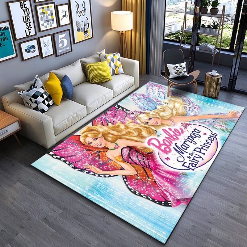 Barbie Classic Movie Rugs for Bedroom Fluffy Square Floor Carpets Living Room Home Decoration Rugs Soft Velvet Mat Area Rug