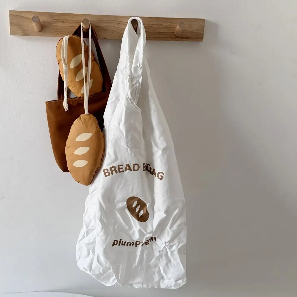 Divertente borsa per la spesa pieghevole in nylon per pane francese, borsa tote riutilizzabile, borsa ecologica per cartoni animati, borse portaoggetti impermeabili per snack