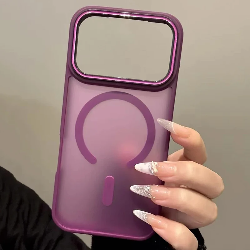 Casing Ponsel Transparan Matte Mewah Untuk Pengisian Daya Nirkabel Magsafe Untuk iPhone 17 16 15 14 13 Pro Max 17Air 17 Penutup Bumper Magnetik