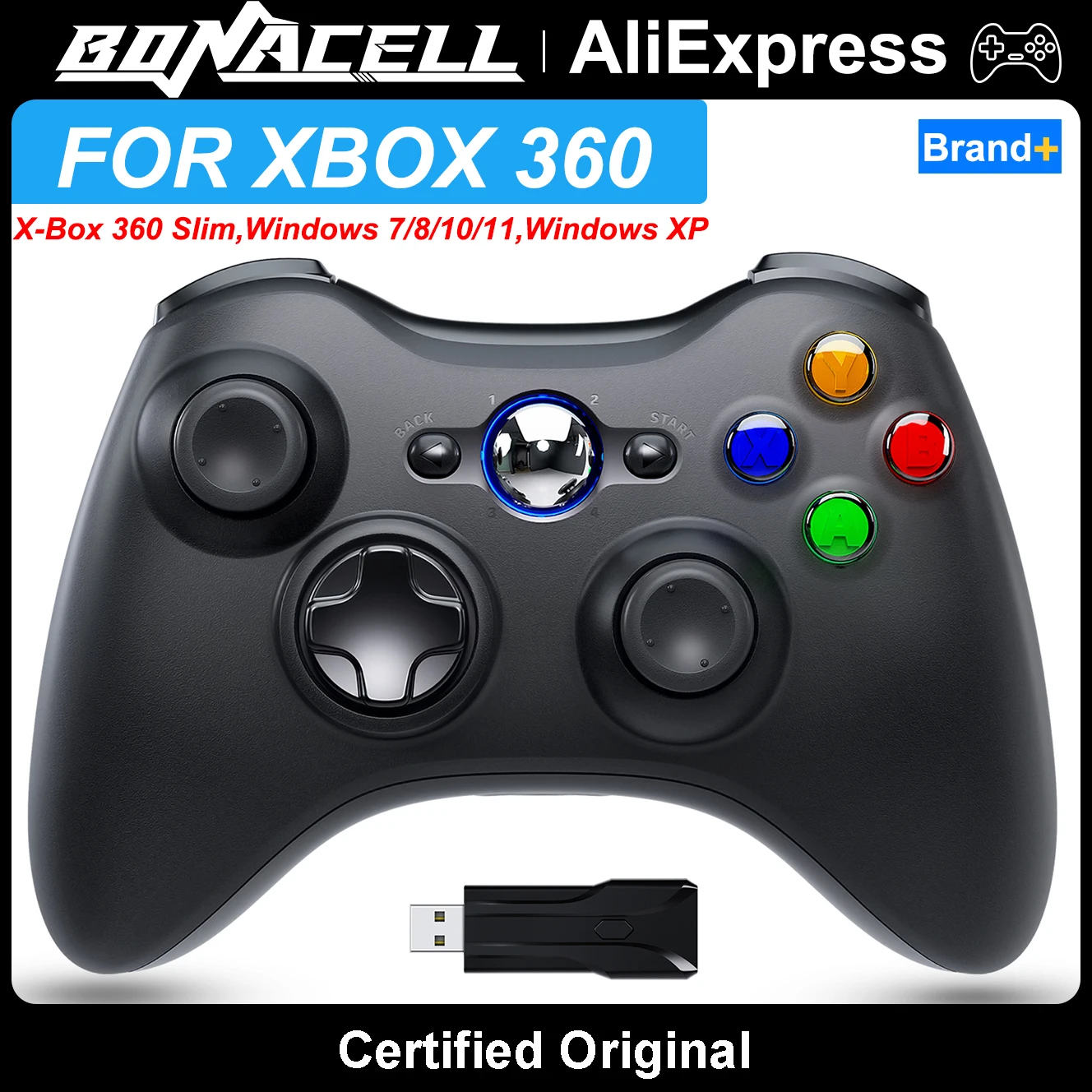 

Gamepad For Xbox 360 Controller Dual Vibration Gaming 3D Joystick 2.4G Wireless Supports Windows PC Game Remote Control Rocker