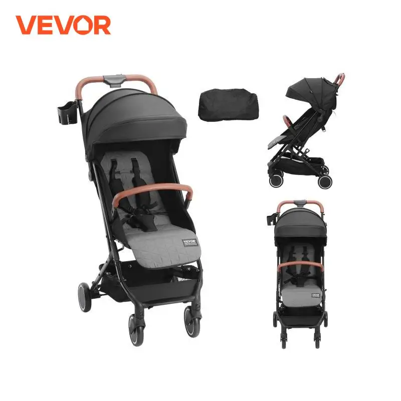 VEVOR Standard Baby Infant Stroller 95°-150° Adjustable Backrest One-click Folding Newborn Stroller with Cup Holder Carry Bag